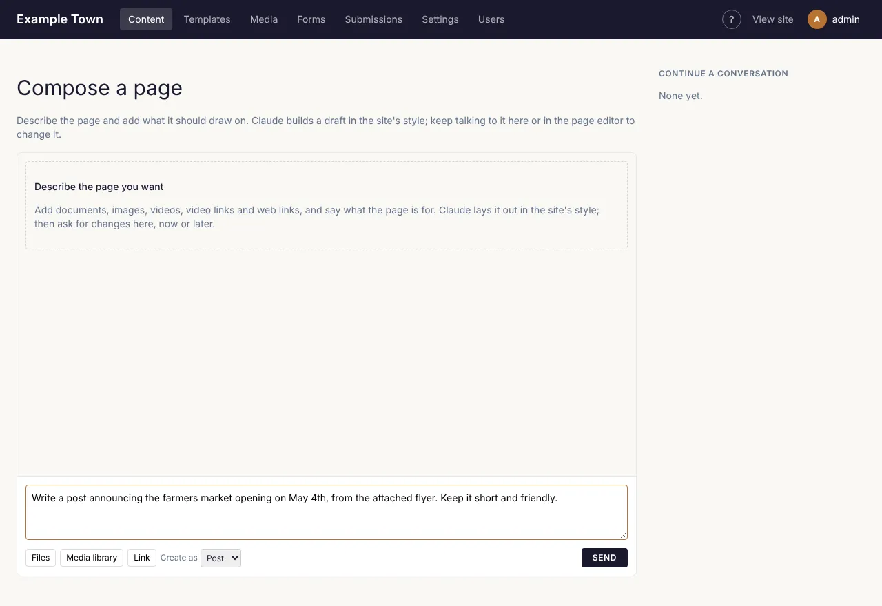 Starting a page with Compose