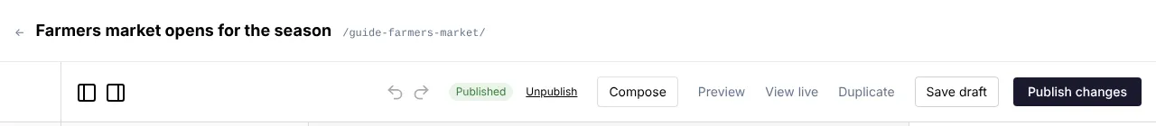 The buttons at the top of the editor